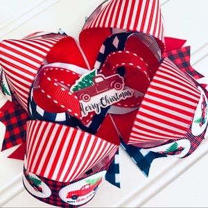 Girls "Old Red Farm Truck" Christmas Hairbow 🎄